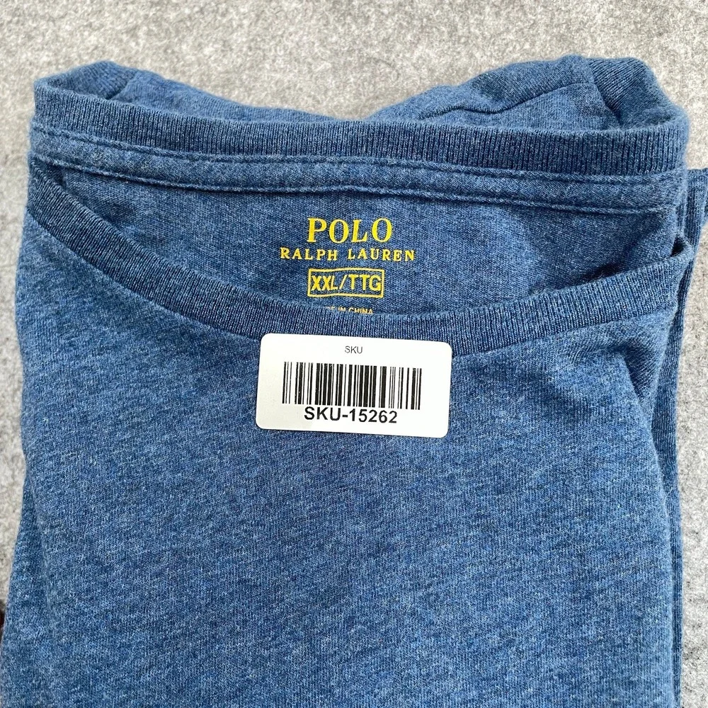 Polo Ralph Lauren Mens T-Shirt XXL Blue Heathered Cotton Pony Logo